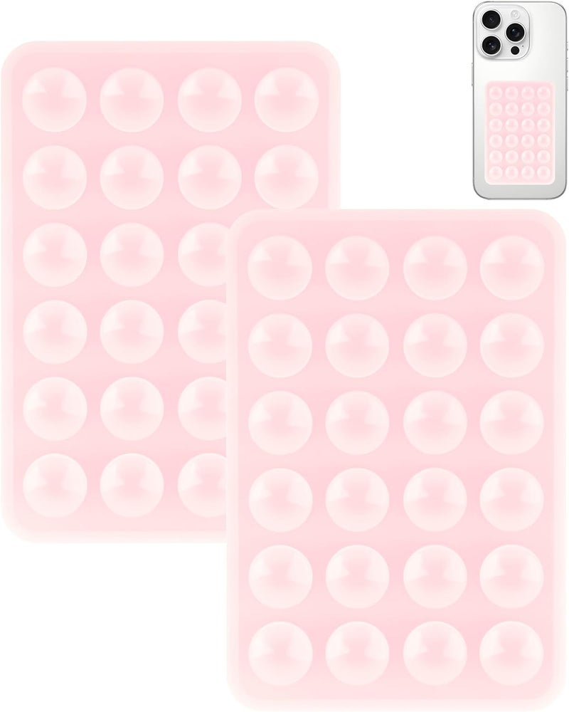 Yojaro 2 Pack Silicone Suction Phone Case Mount, Silicon Adhesive Smartphones Stand Sticky, Non Slip Suction Cup, Hands-Free Phone Accessories Holder for Selfies and Videos Light Pink - Image 1
